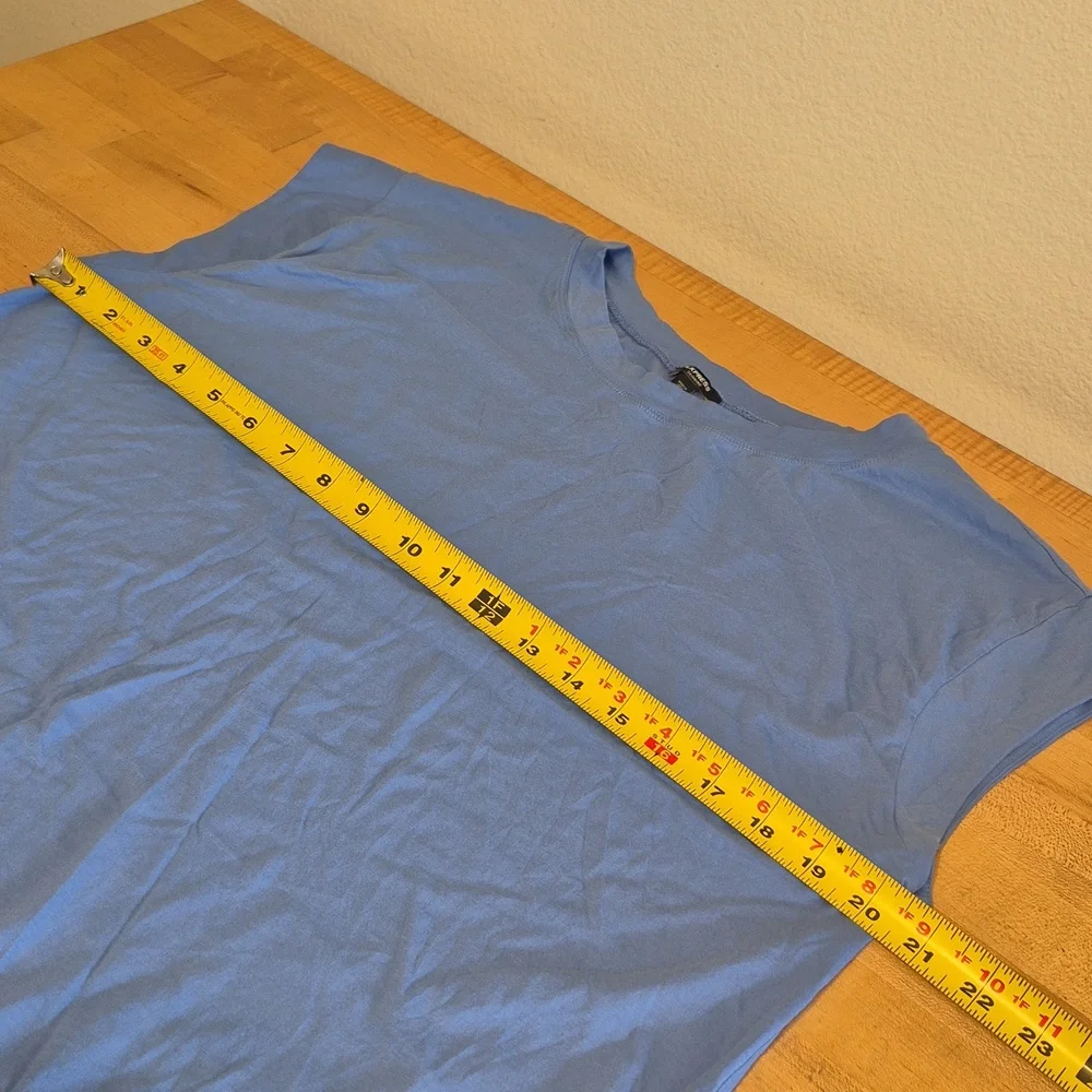 Express Blue Skimming Capped Sleeves Shirt - Picture 4 of 8